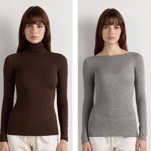 Intimissimi Brown and Gray Turtleneck Sweater Set